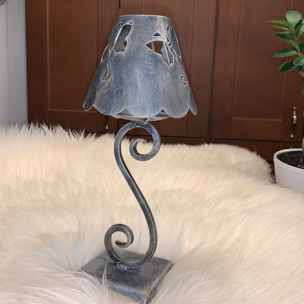 SALE!! Metal tea light lamp with butterfly cut out.  2
